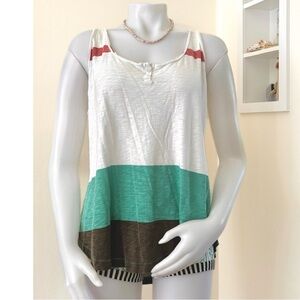 Aventura eco organic cotton modal white red green brown colorblock tank top